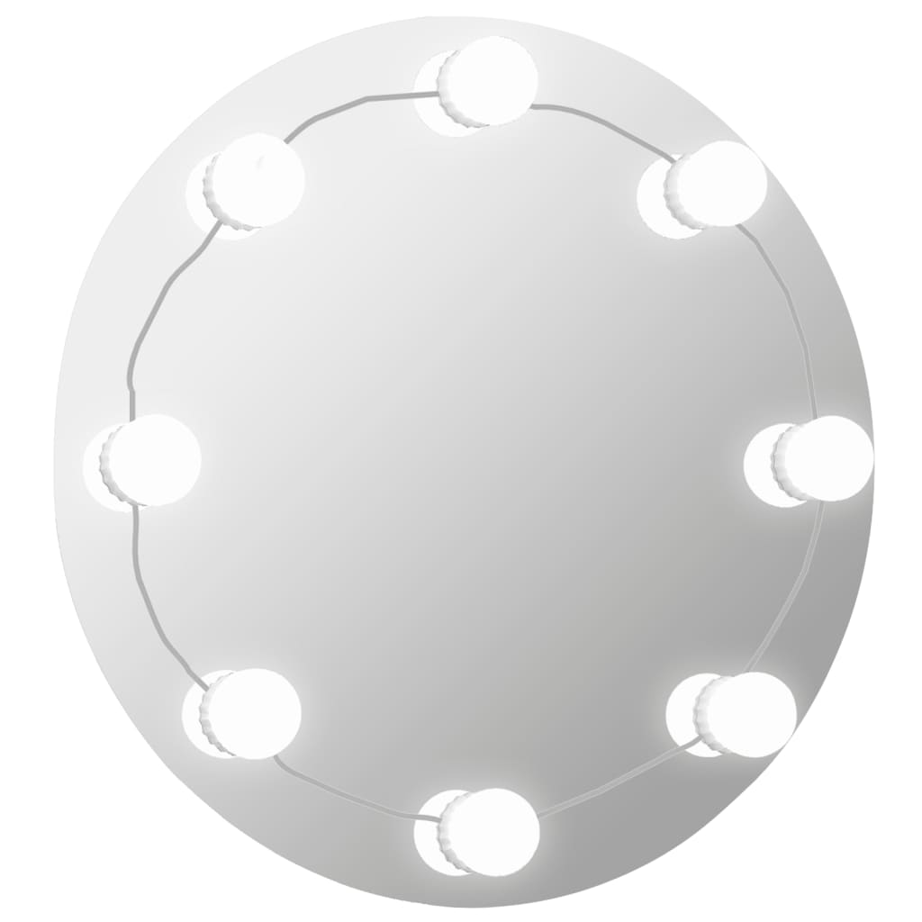 vidaXL Väggspegel med LED-belysning rund