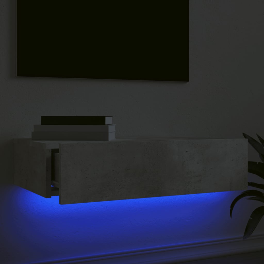 vidaXL Tv-bänkar med LED-belysning 2 st betonggrå 60x35x15,5 cm