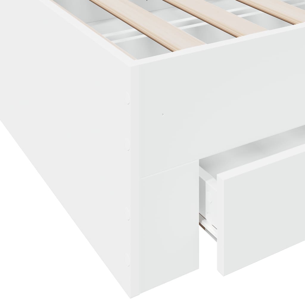 vidaXL Sängram med lådor vit 200x200 cm konstruerat trä