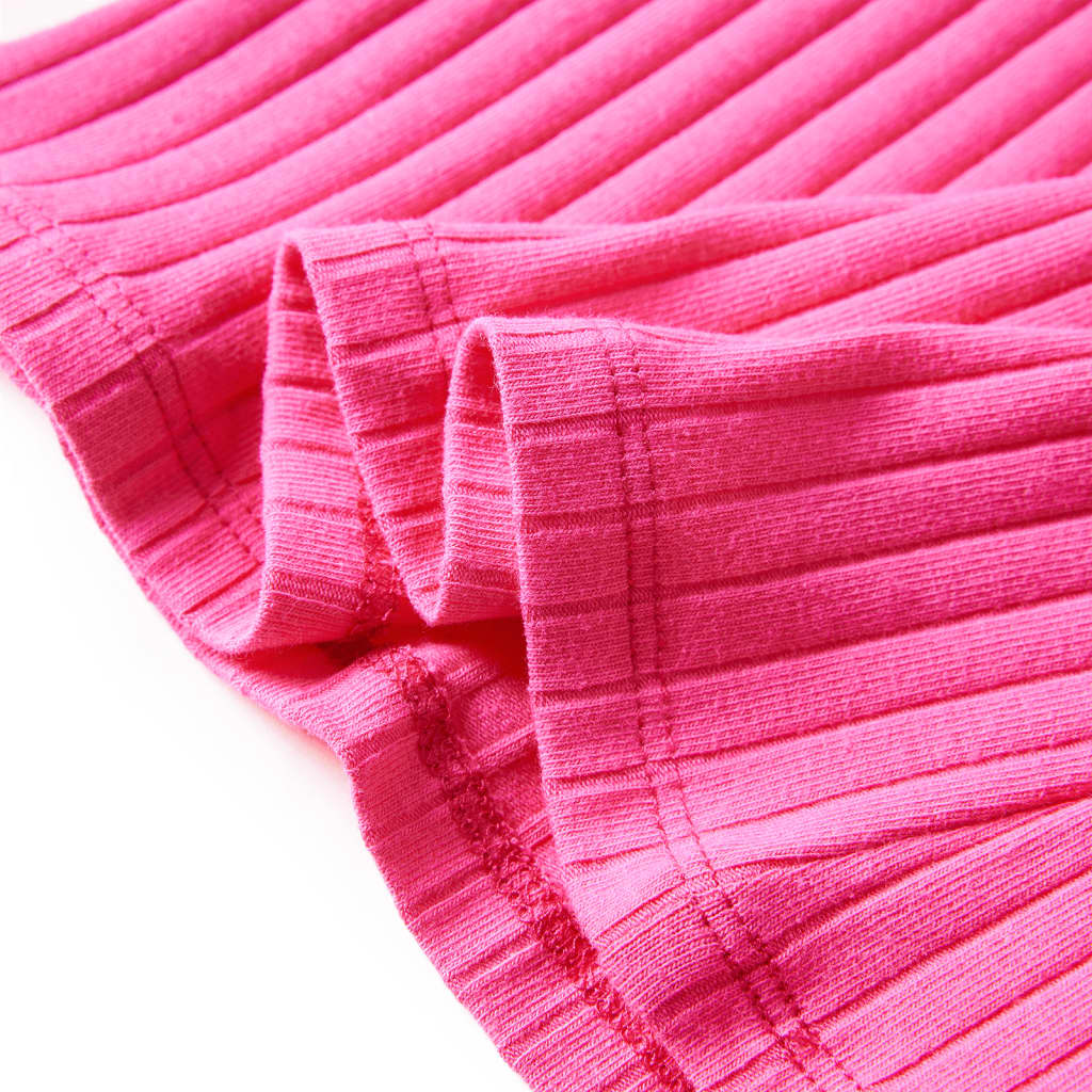 T-shirt med långa ärmar för barn ribbstickad stark rosa 92