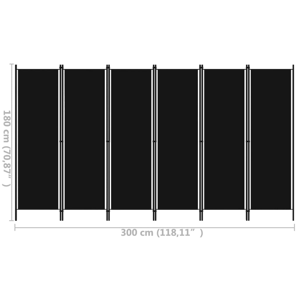 vidaXL Rumsavdelare 6 paneler svart 300x180 cm