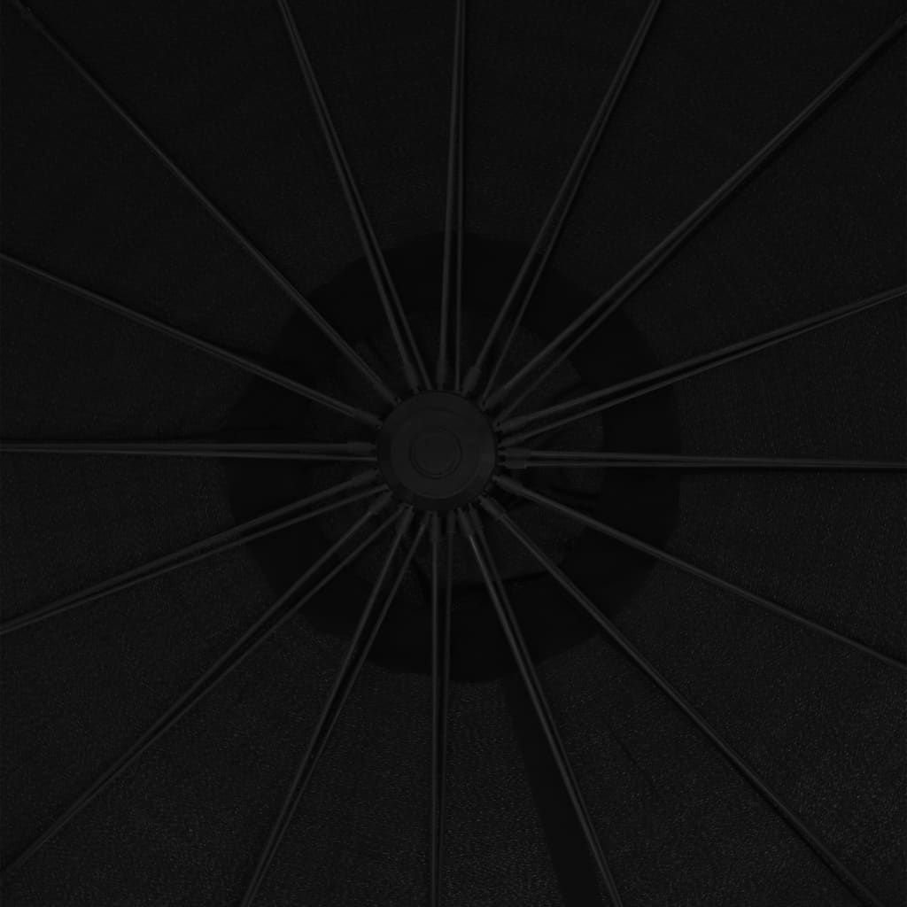 vidaXL Hängande parasoll svart 3 m aluminiumstång