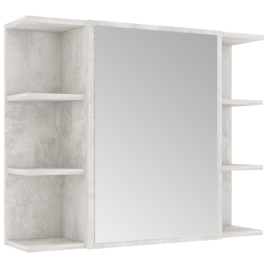 vidaXL Spegelskåp för badrum betonggrå 80x20,5x64 cm konstruerat trä