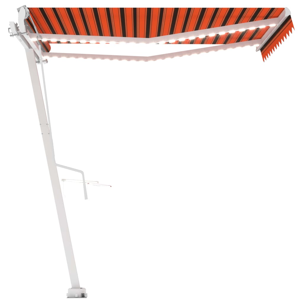 vidaXL Automatisk markis med vindsensor & LED 300x250 cm orange/brun