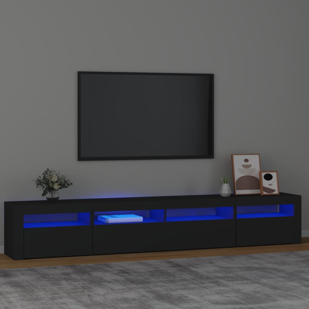 vidaXL Tv-bänk med LED-belysning Svart 240x35x40 cm