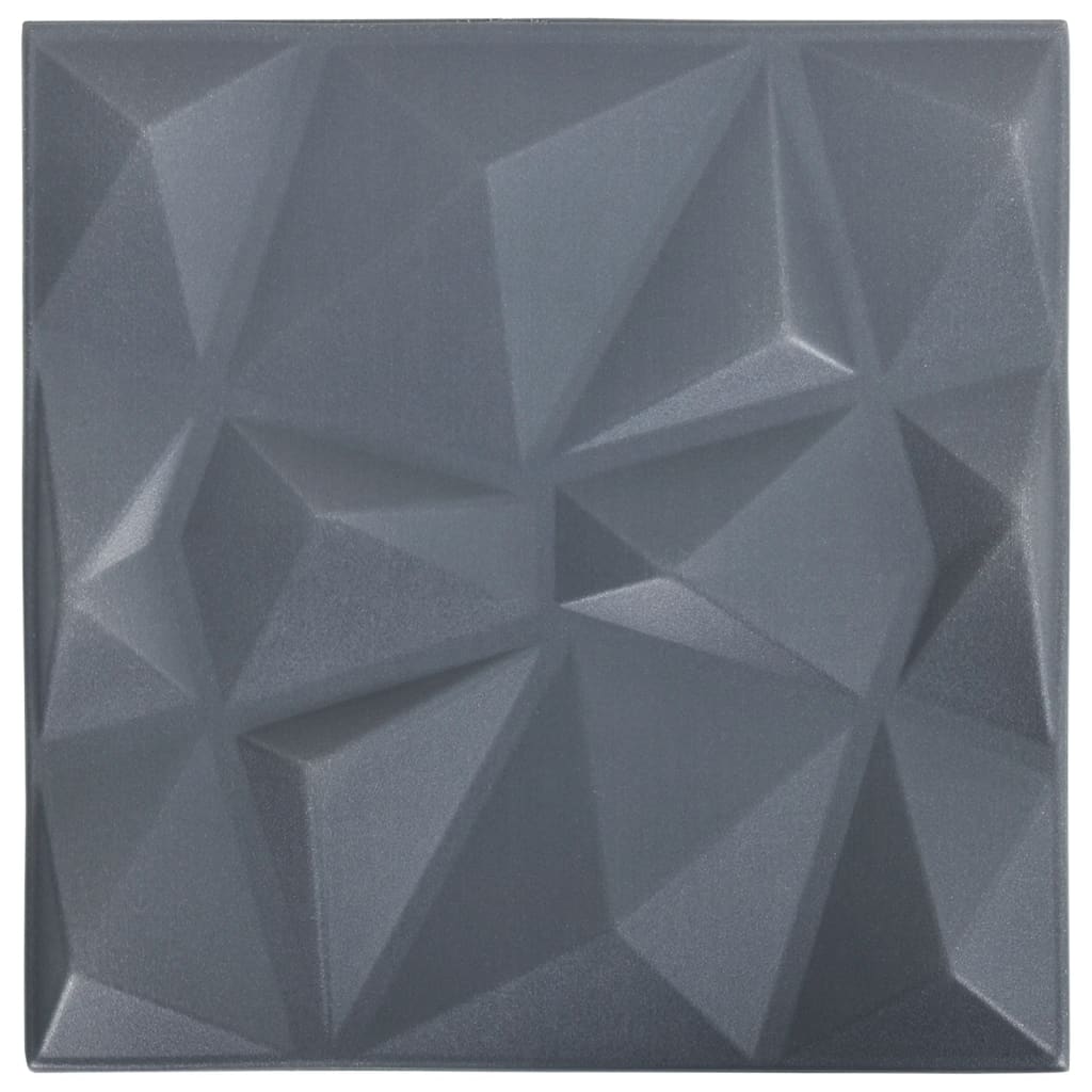 vidaXL 3D-väggpaneler 12 st 50x50 cm diamant grå 3 m²