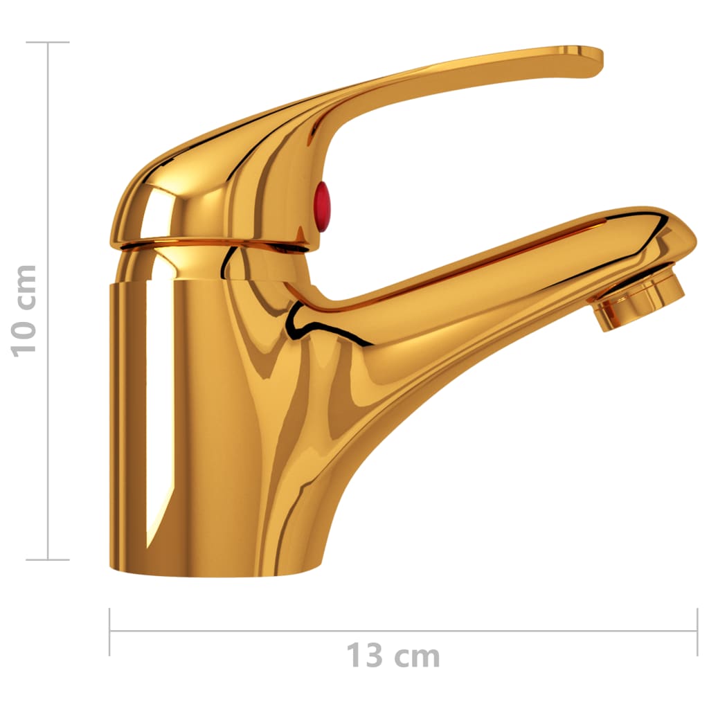 vidaXL Tvättställsblandare guld 13x10 cm