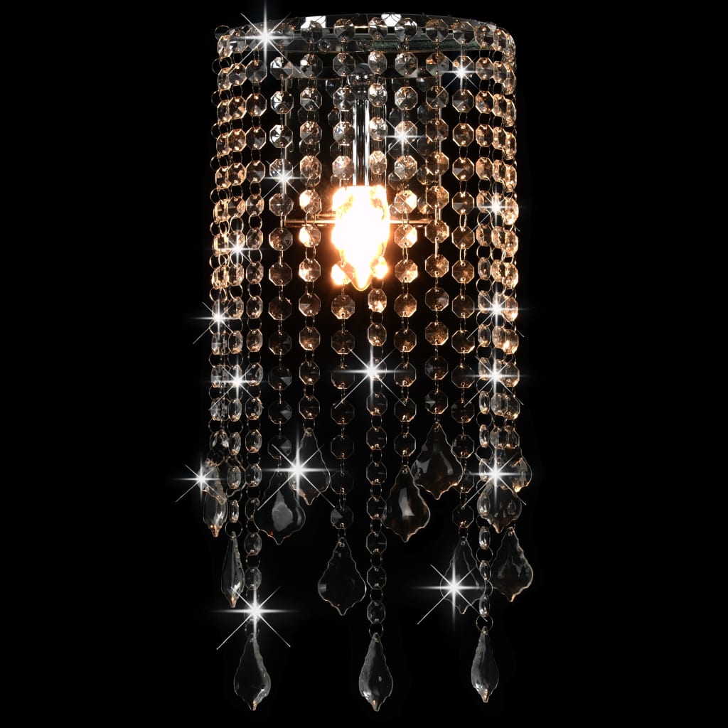 vidaXL Vägglampa med kristallpärlor silver rektangulär E14-lampor