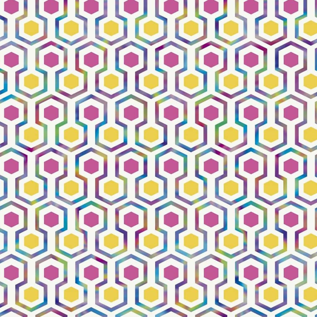 Good Vibes Tapet Hexagon Pattern rosa och gul