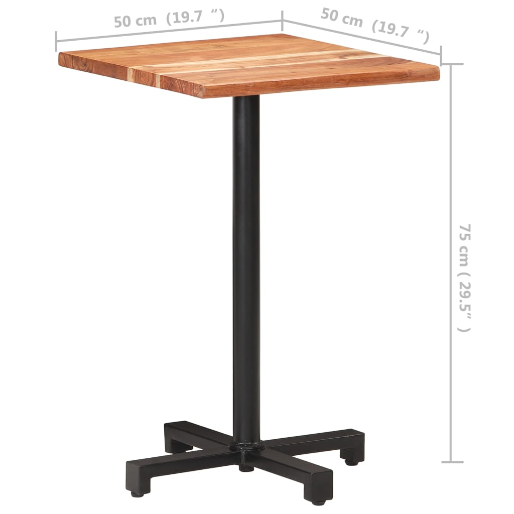 vidaXL Cafébord med levande kanter 50x50x75 cm massivt akaciaträ