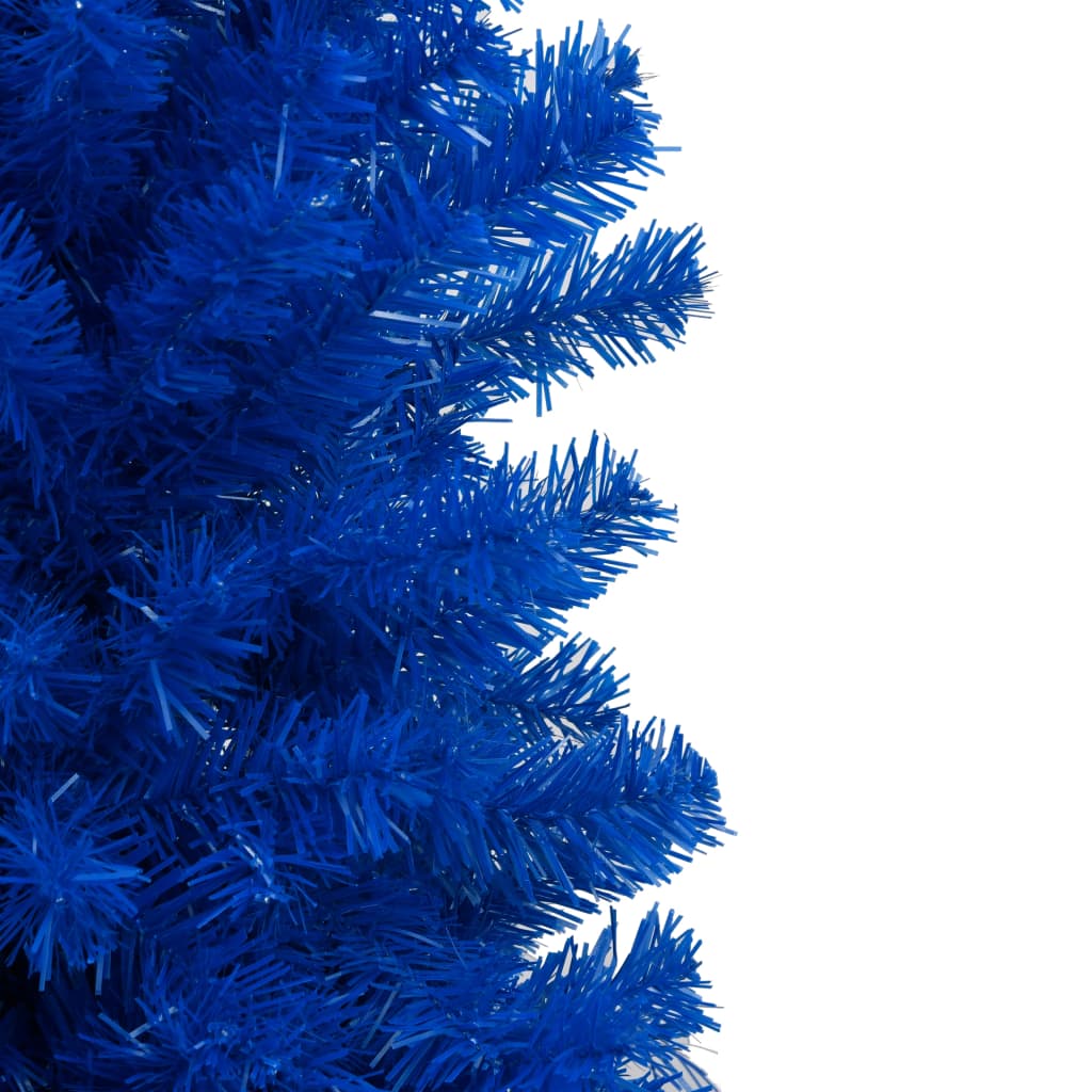 vidaXL Plastgran med LED och julgranskulor blå 210 cm PVC