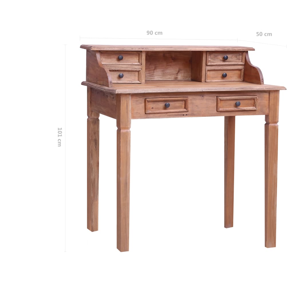 vidaXL Skrivbord med lådor 90x50x101 cm massivt återvunnet trä