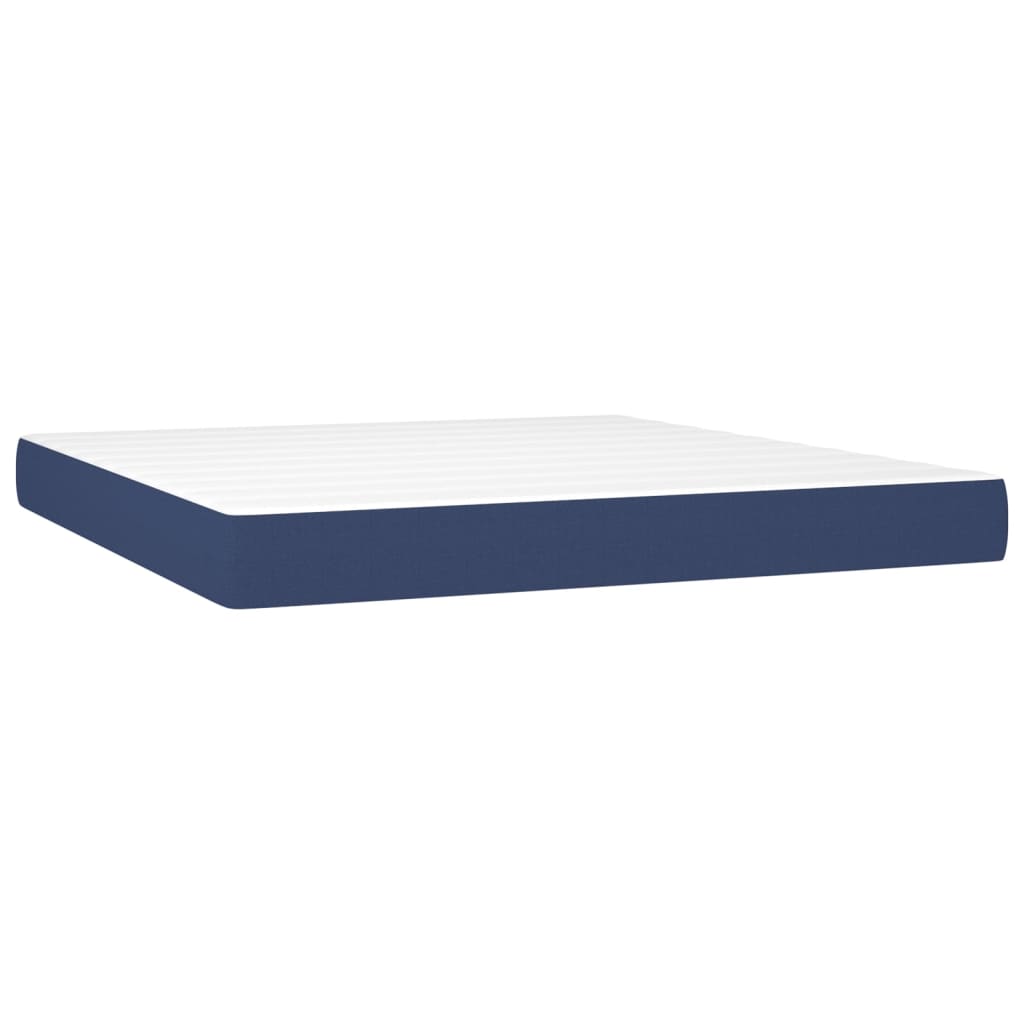 vidaXL Ramsäng med madrass & LED blå 180x200 cm tyg