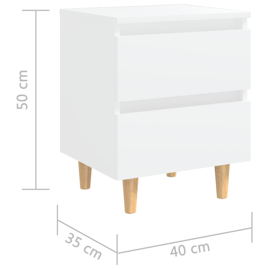 vidaXL Sängbord med massiva furuben vit 40x35x50 cm