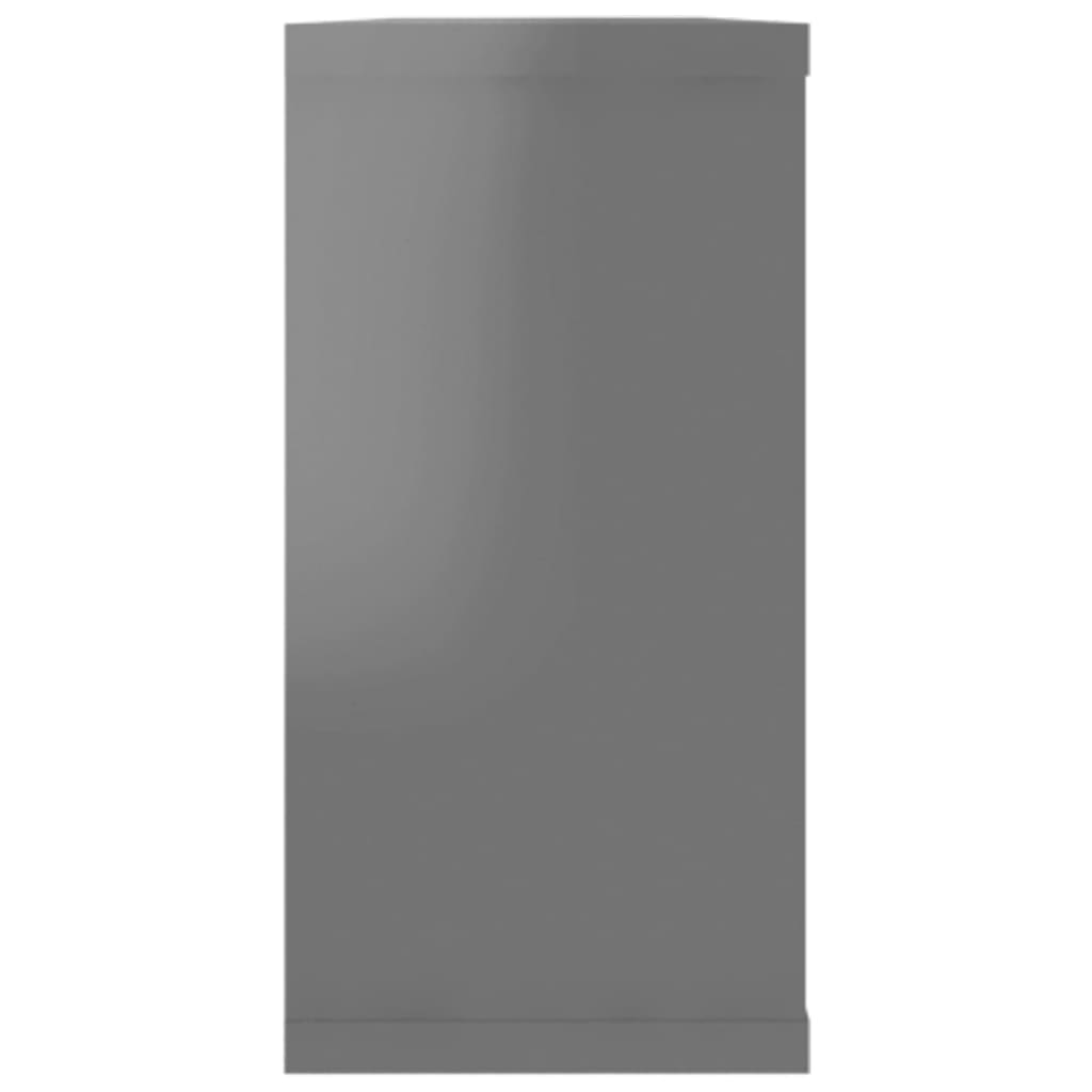 vidaXL Vägghylla kubformad 6 st grå högglans 100x15x30 cm spånskiva