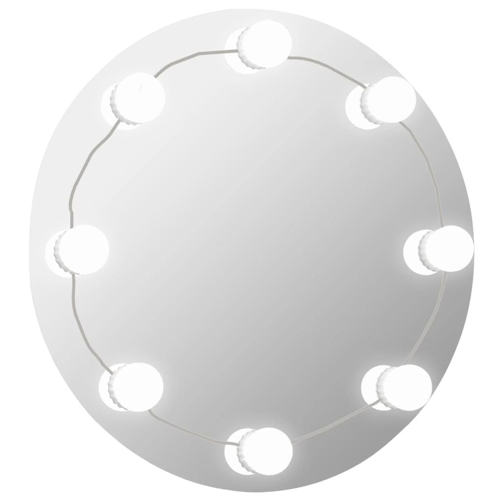 vidaXL Väggspegel med LED-belysning rund