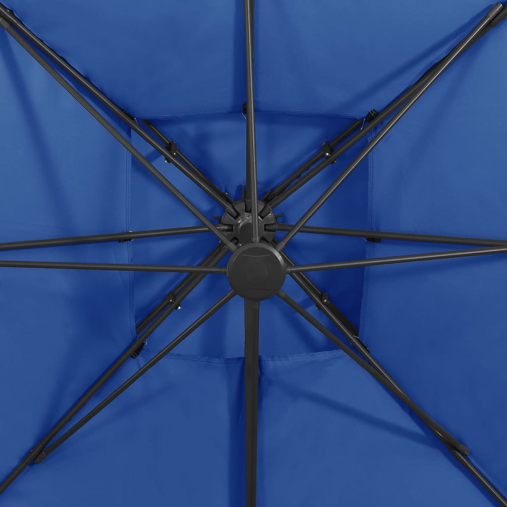 vidaXL Frihängande parasoll med ventilation 300x300 cm azurblå