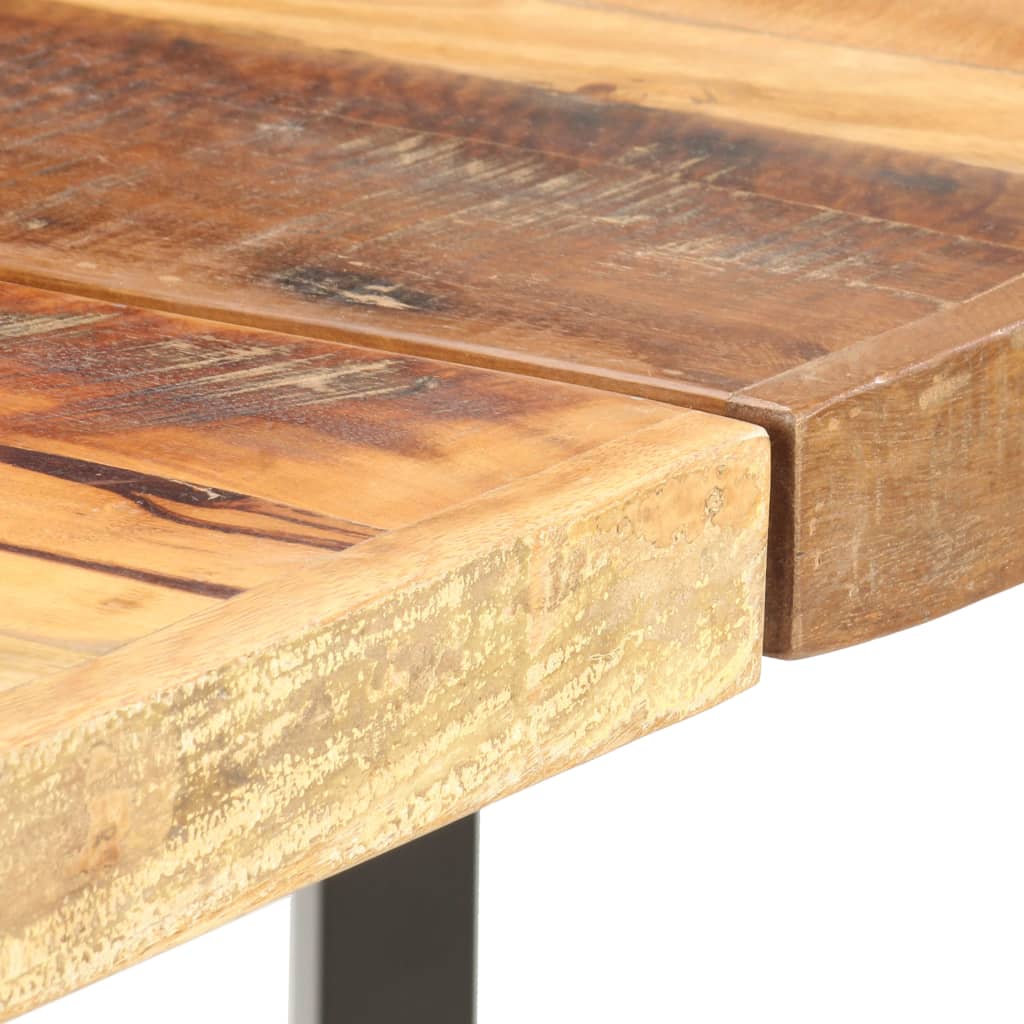 vidaXL Barmöbler 9 delar massivt återvunnet trä, äkta läder och kanvas