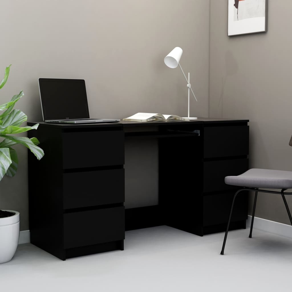 vidaXL Skrivbord svart 140x50x77 cm konstruerat trä