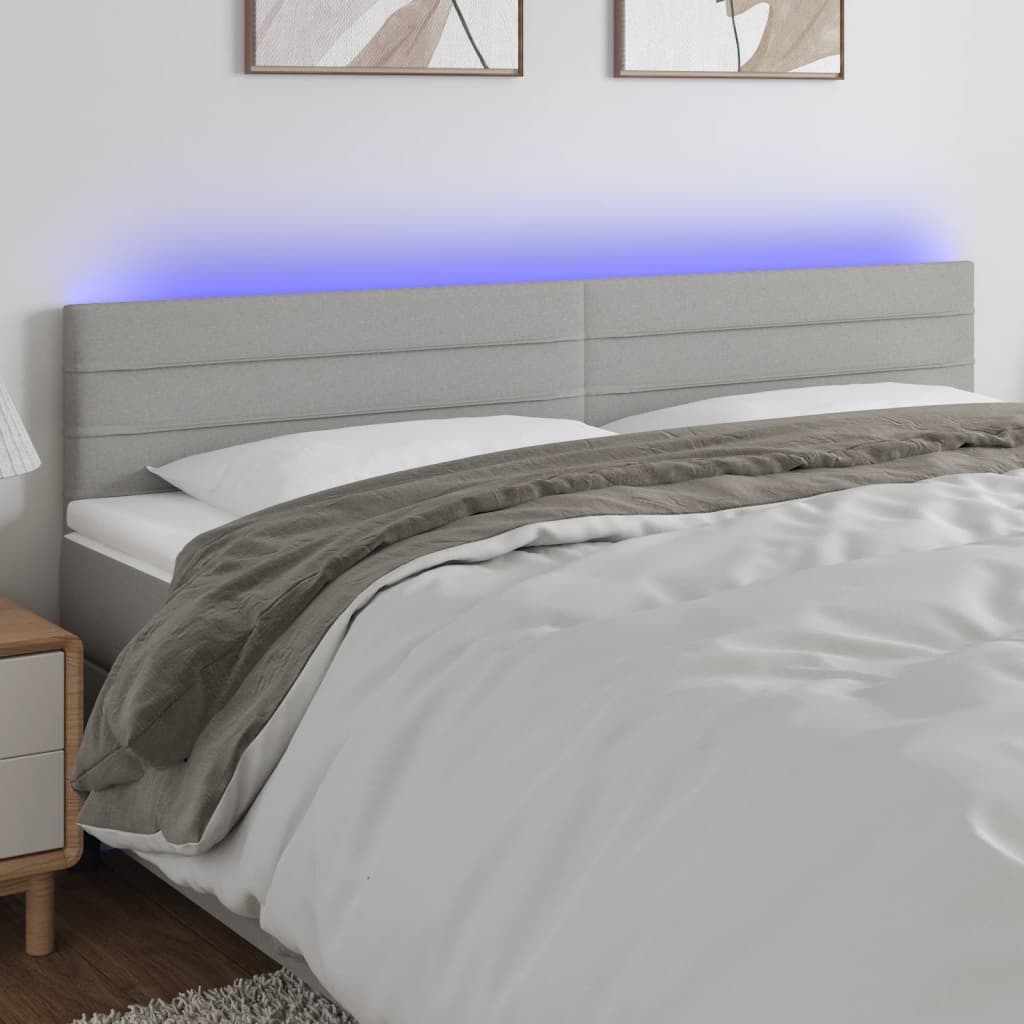 vidaXL Sänggavel LED ljusgrå 160x5x78/88 cm tyg