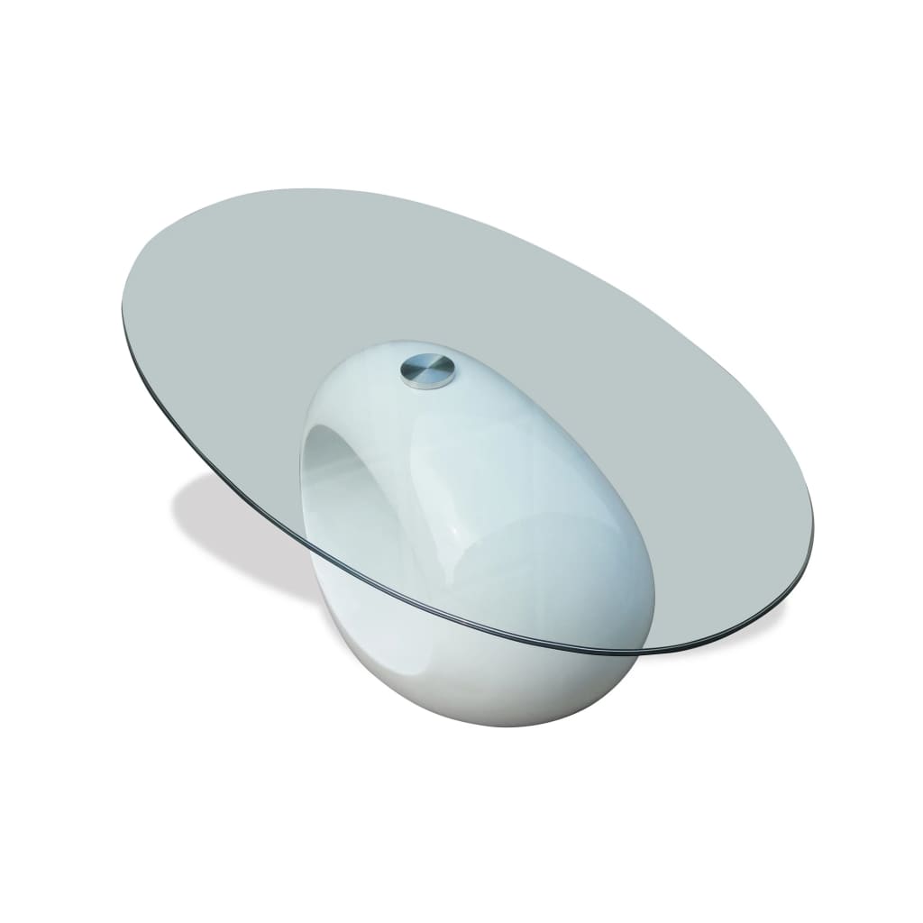 vidaXL Soffbord med oval bordsskiva i glas högglans vit