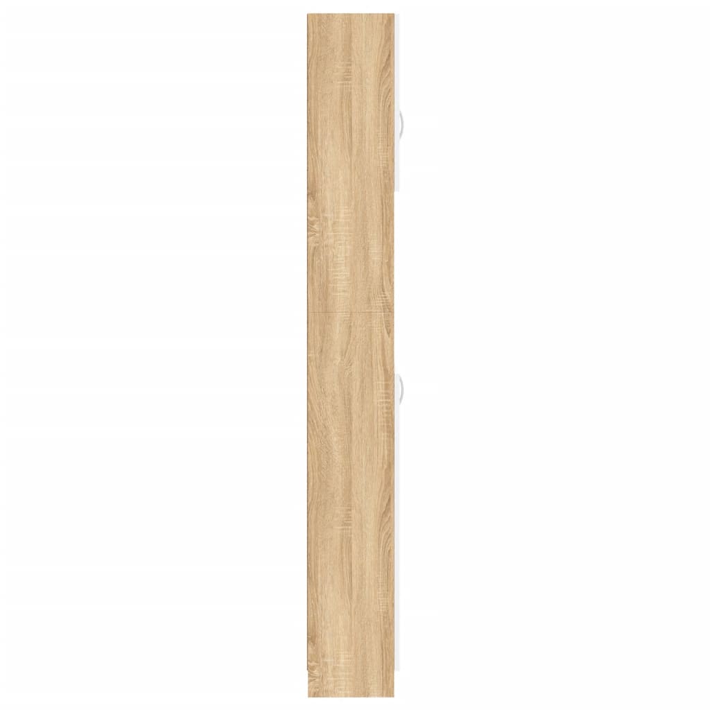 vidaXL Badrumsskåp vit och sonoma-ek 32x25,5x190 cm konstruerat trä