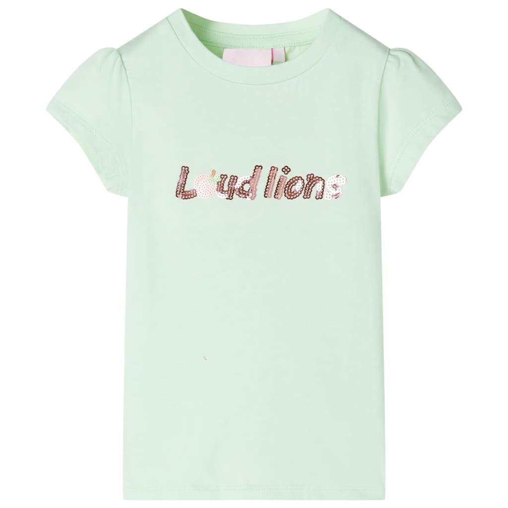 T-shirt med formade ärmar för barn mjuk grön 104