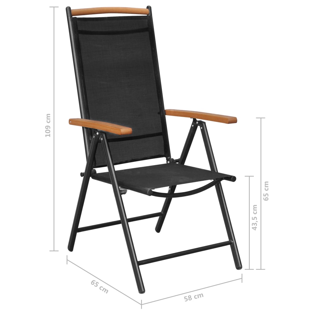 vidaXL Matgrupp för trädgården m. hopfällbara stolar 5 delar aluminium