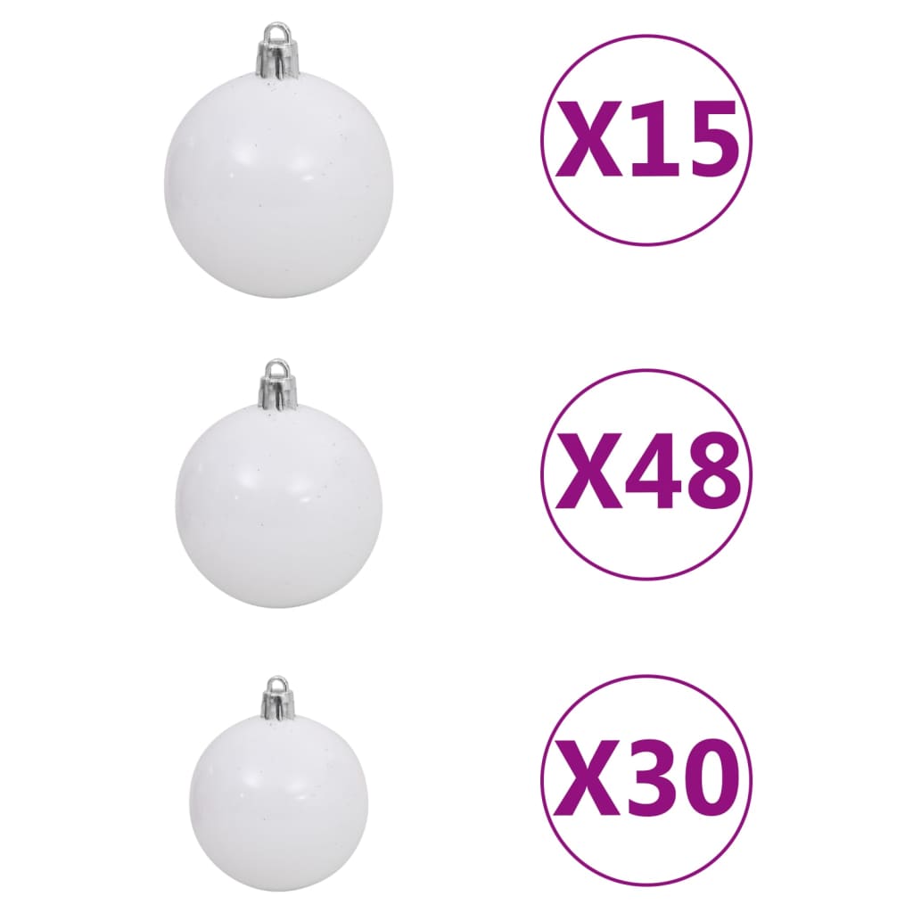 vidaXL Plastgran med LED och julgranskulor 500 cm vit