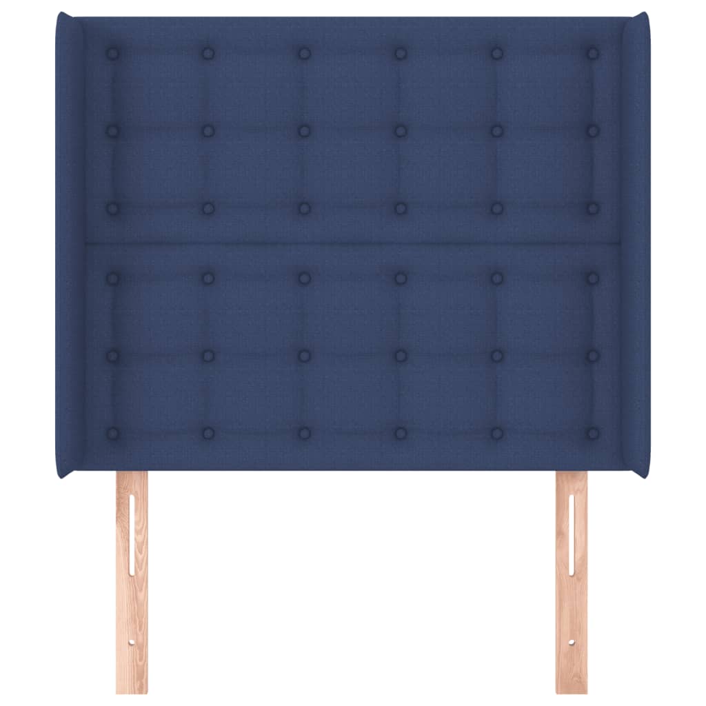 vidaXL Sänggavel med kanter blå 93x16x118/128 cm tyg