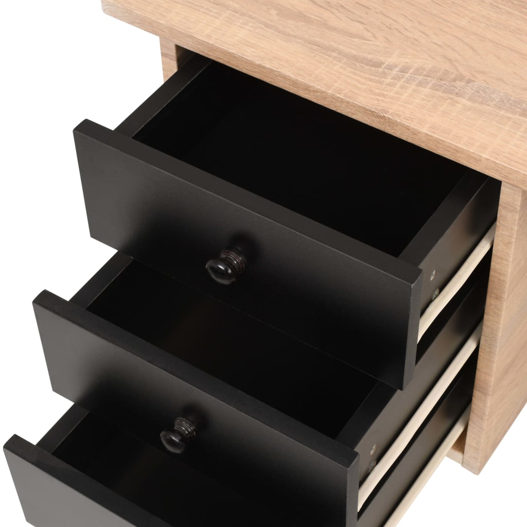 vidaXL Skrivbord med lådor 120x55x76 cm ek och svart