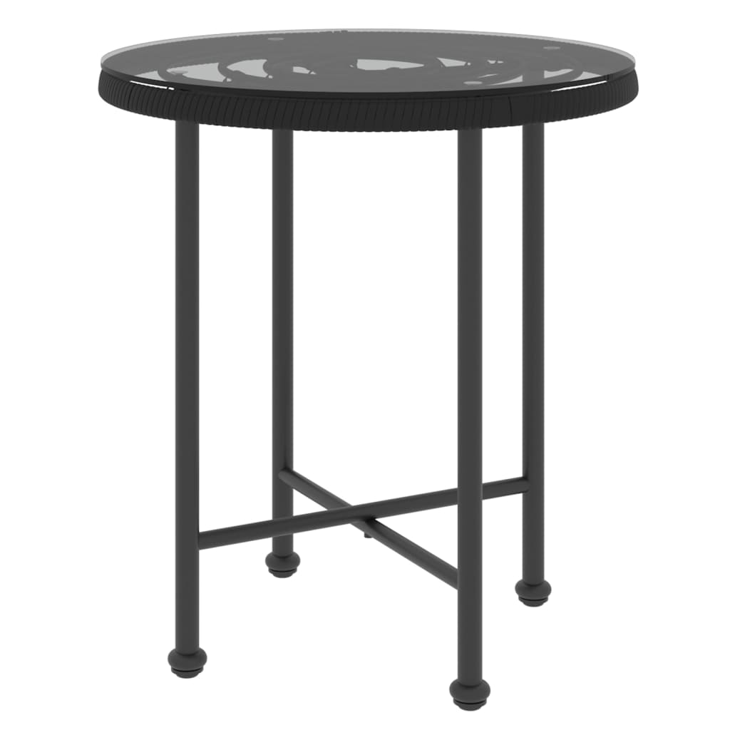 vidaXL Matbord svart Ø50 cm härdat glas och stål