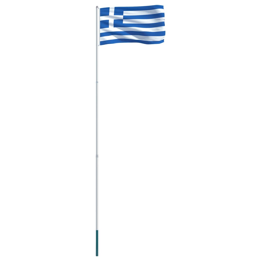 vidaXL Greklands flagga och flaggstång i aluminium 4 m