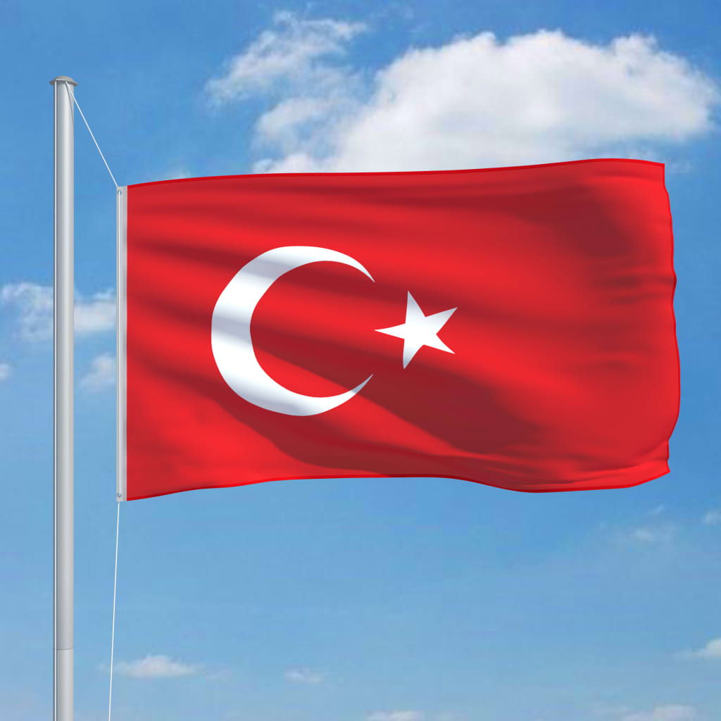 vidaXL Turkiets flagga och flaggstång i aluminium 6,2 m