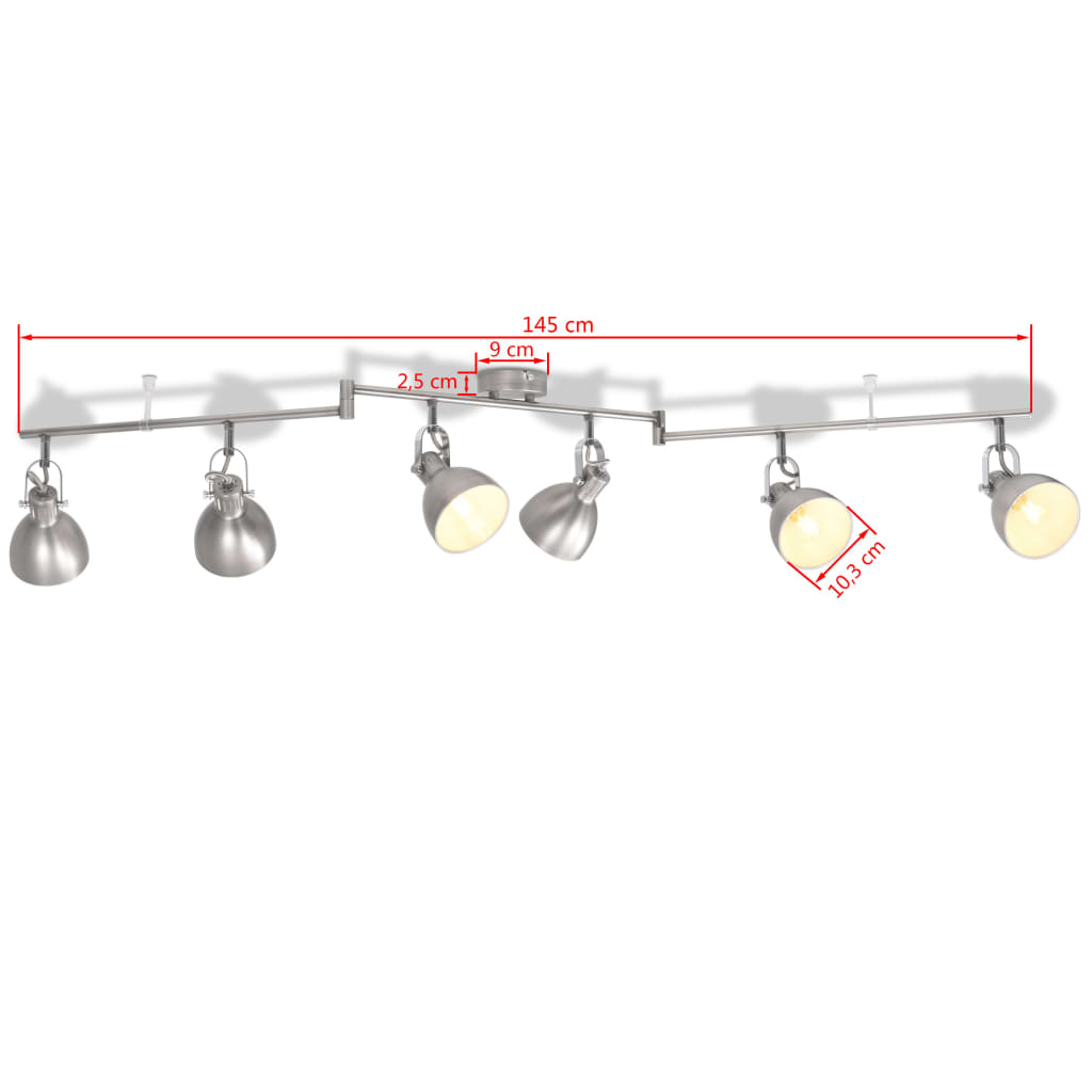 vidaXL Taklampa för 6 glödlampor E14 grå