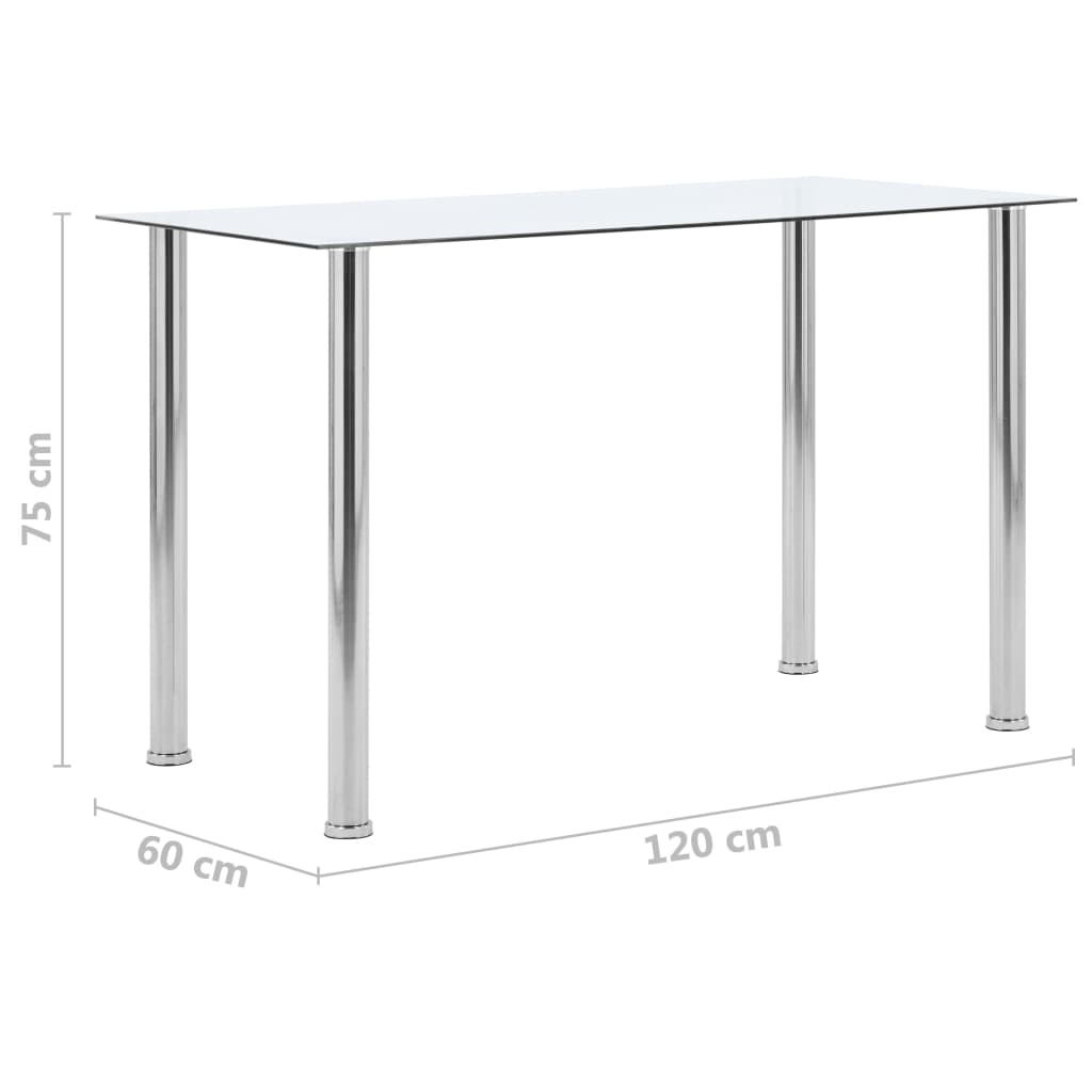 vidaXL Matbord transparent 120x60x75 cm härdat glas