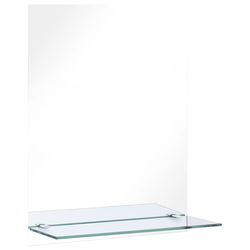 vidaXL Väggspegel med hylla 50x70 cm härdat glas