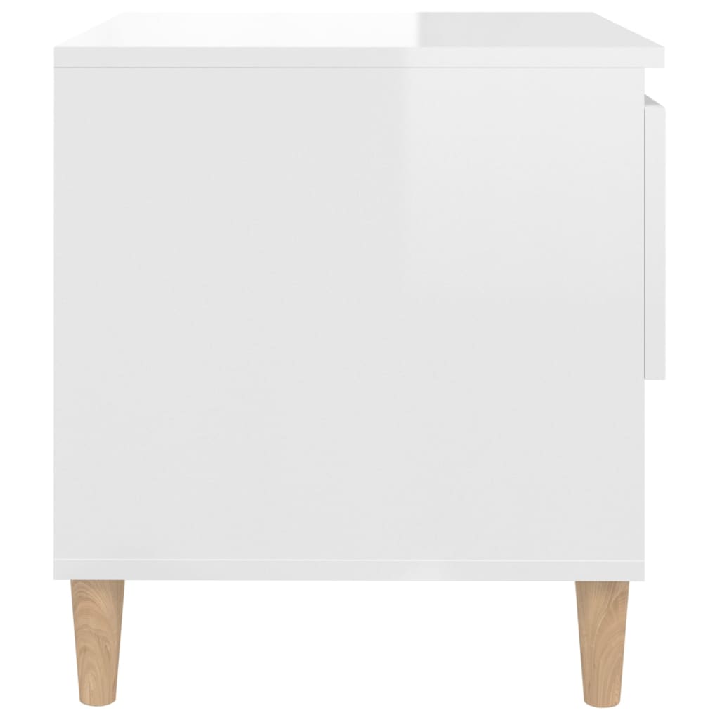 vidaXL Sängbord vit högglans 50x46x50 cm konstruerat trä