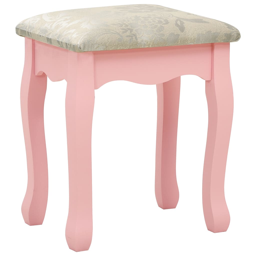 vidaXL Sminkbord med pall rosa 75x69x140 cm paulowniaträ