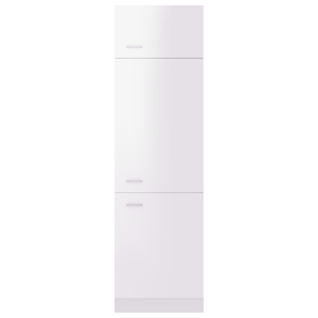 vidaXL Skåp för kylskåp vit högglans 60x57x207 cm konstruerat trä