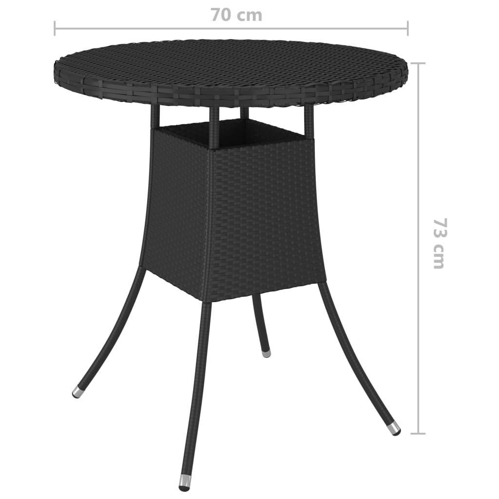 vidaXL Trädgårdsbord svart 70x70x73 cm konstrotting