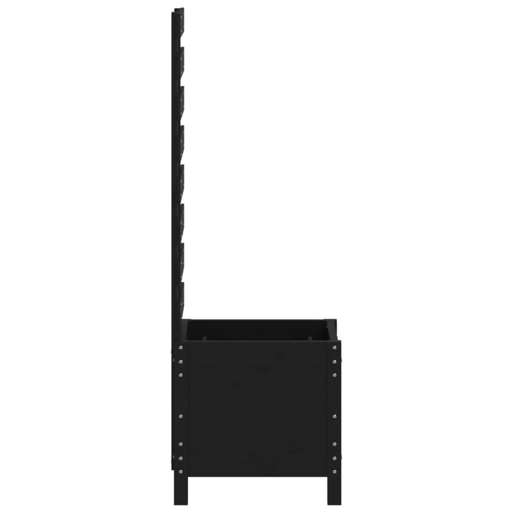 vidaXL Odlingslåda med spaljé svart 39x39,5x114 cm massiv furu