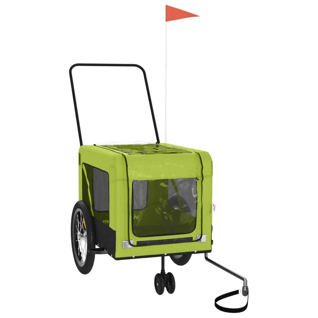vidaXL Cykelvagn för djur grön och svart oxfordtyg och järn