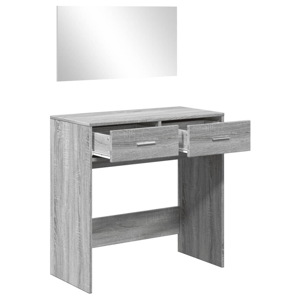 vidaXL Sminkbord med spegel grå sonoma 80x39x80 cm