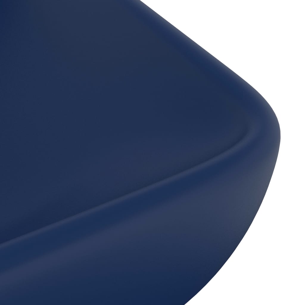 vidaXL Lyxigt rektangulärt handfat matt mörkblå 71x38 cm keramik