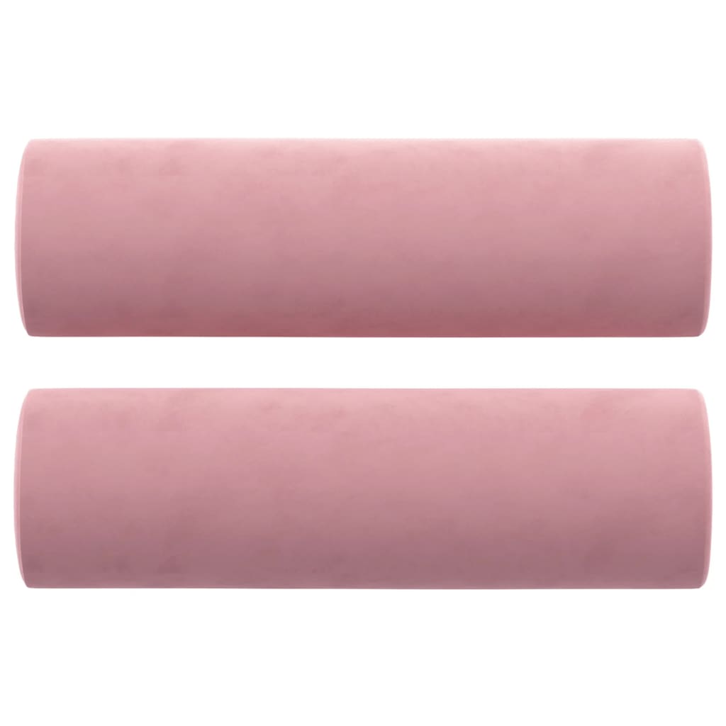 vidaXL Prydnadskuddar 2 st rosa Ø15x50 cm sammet