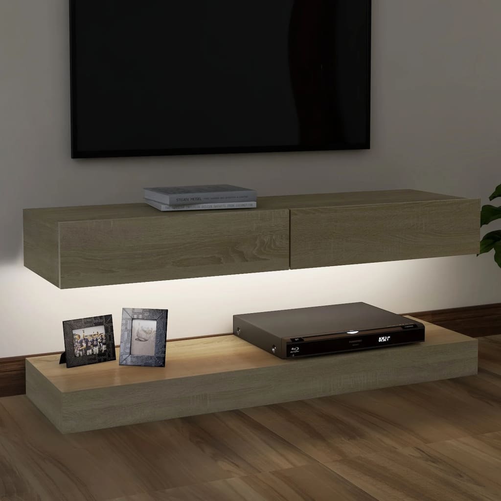 vidaXL TV-bänk med LED-belysning sonoma-ek 120x35 cm