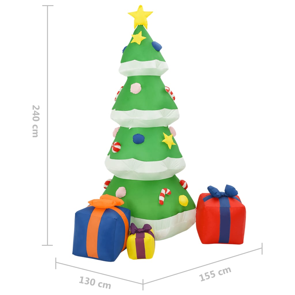 vidaXL Uppblåsbar julgran LED inomhus/utomhus 240 cm