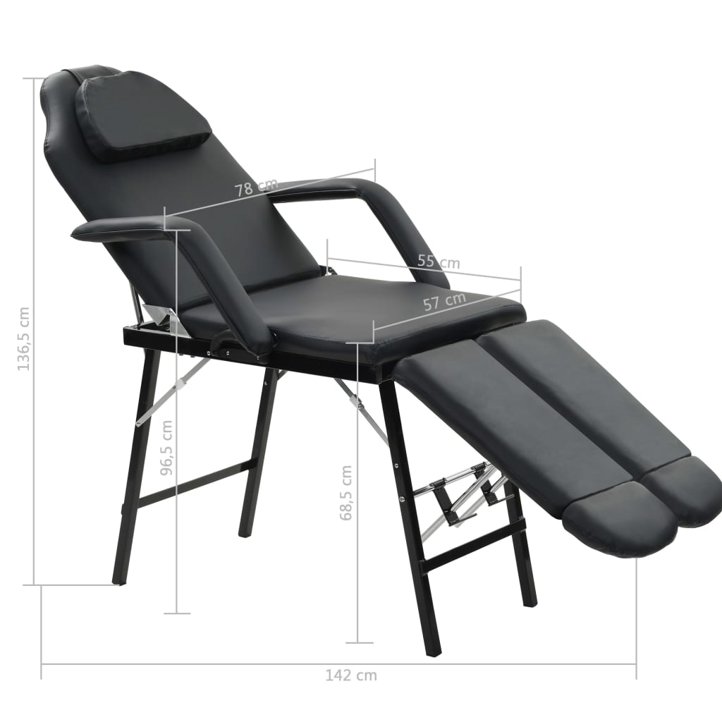 vidaXL Bärbar behandlingsstol konstläder 185x78x76 cm svart