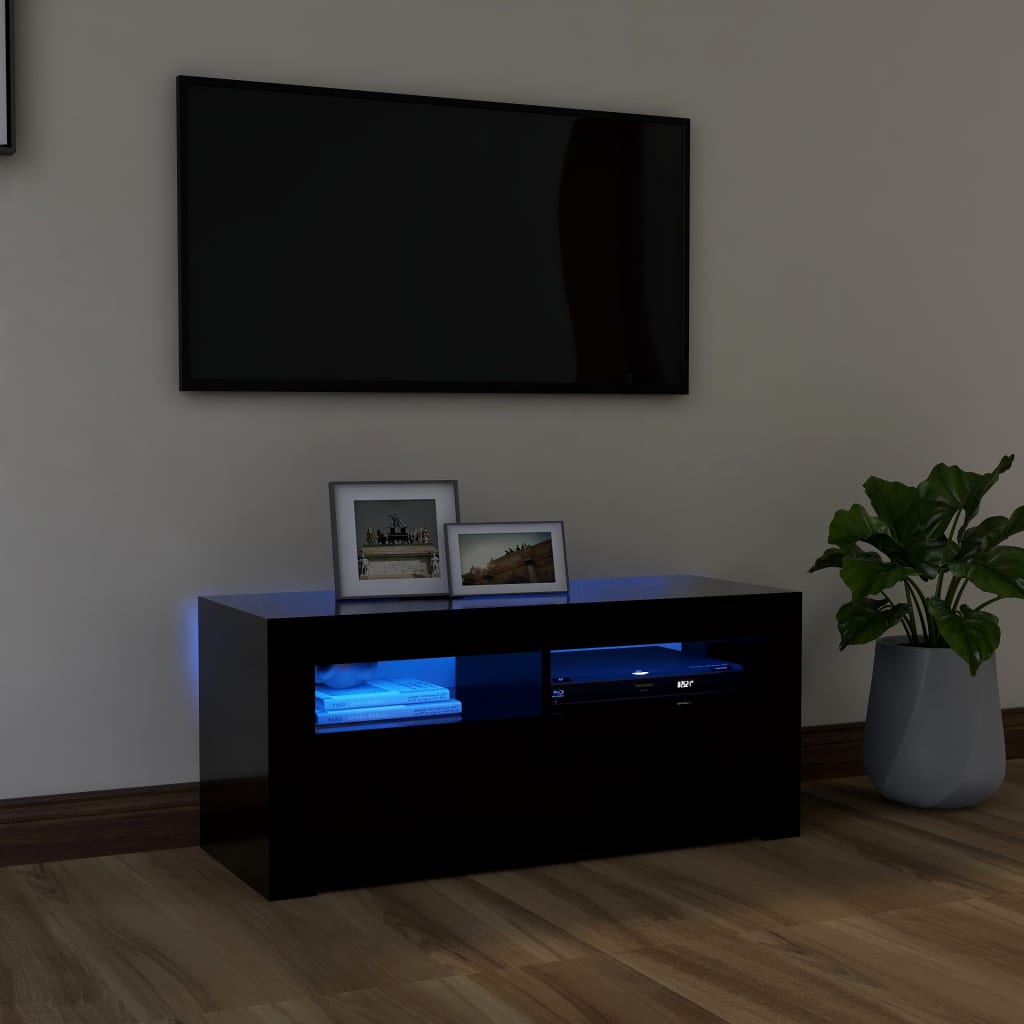 vidaXL TV-bänk med LED-belysning svart 90x35x40 cm